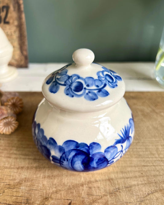 Vintage Glazed Floral Lidded Sugar Pot by Wloclawek Fajans, Poland