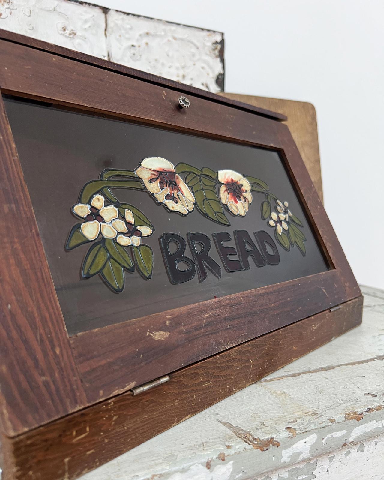 Vintage Handpainted Glass Bread Bin