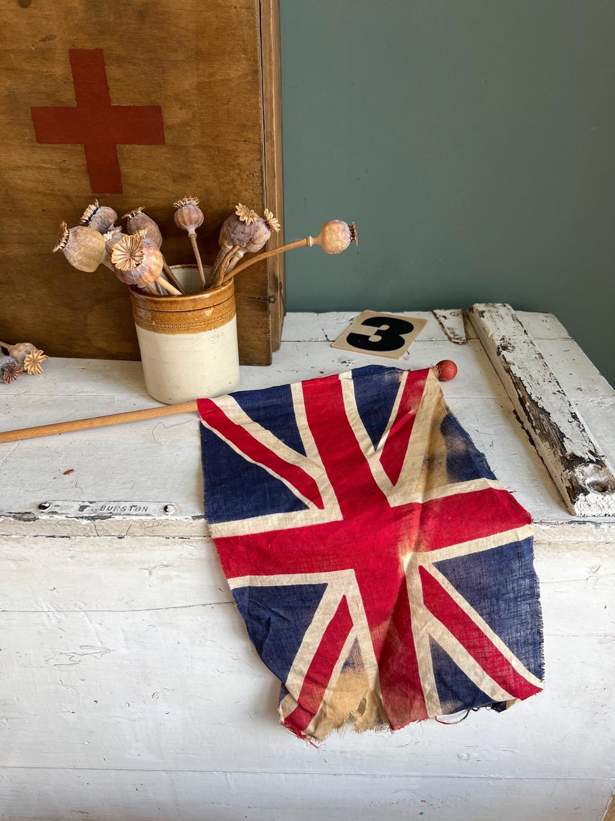Vintage Union Jack Wooden Flag Pole