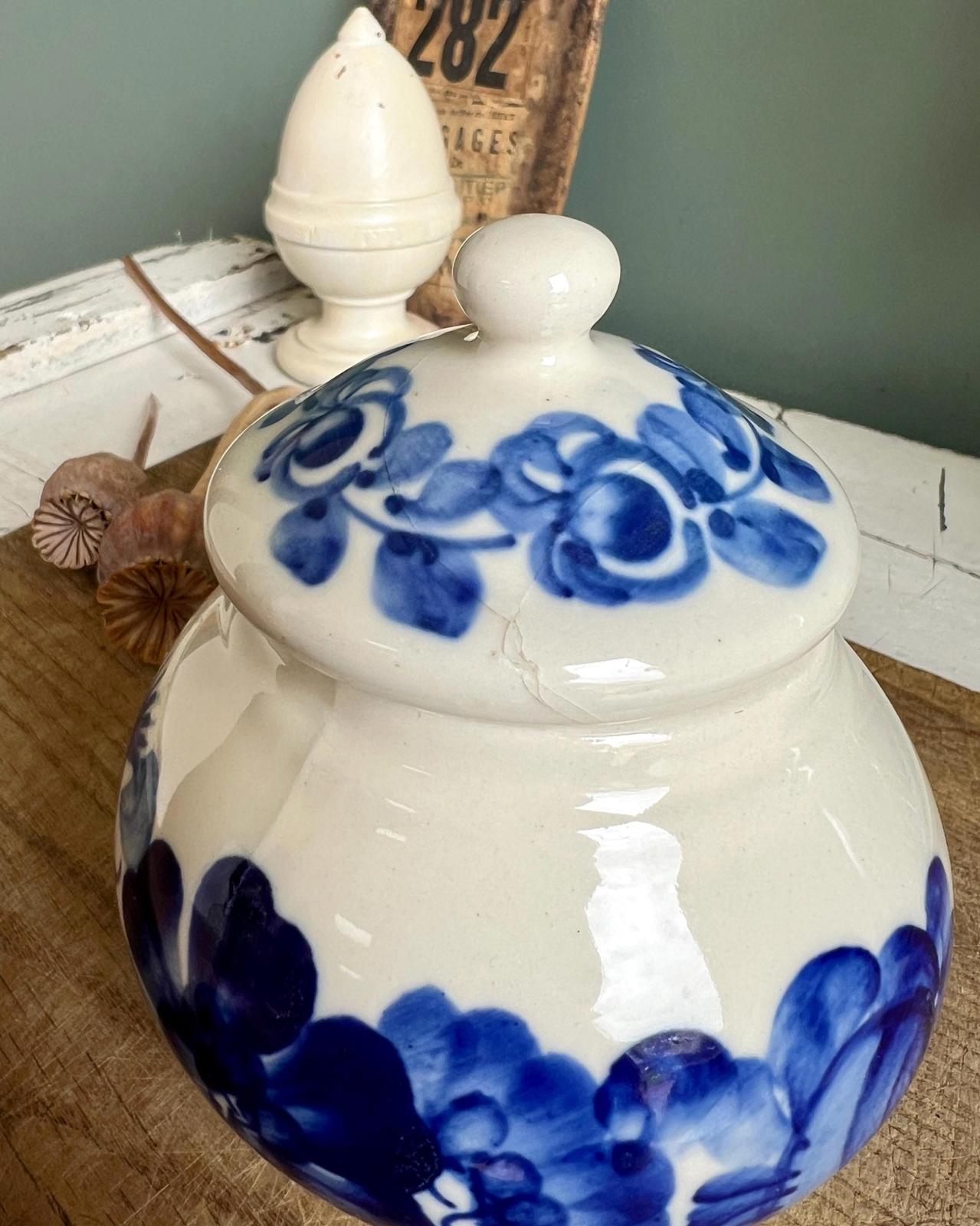Vintage Glazed Floral Lidded Sugar Pot by Wloclawek Fajans, Poland