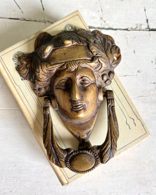 Antique Victorian Grecian Goddess Brass Door Knocker