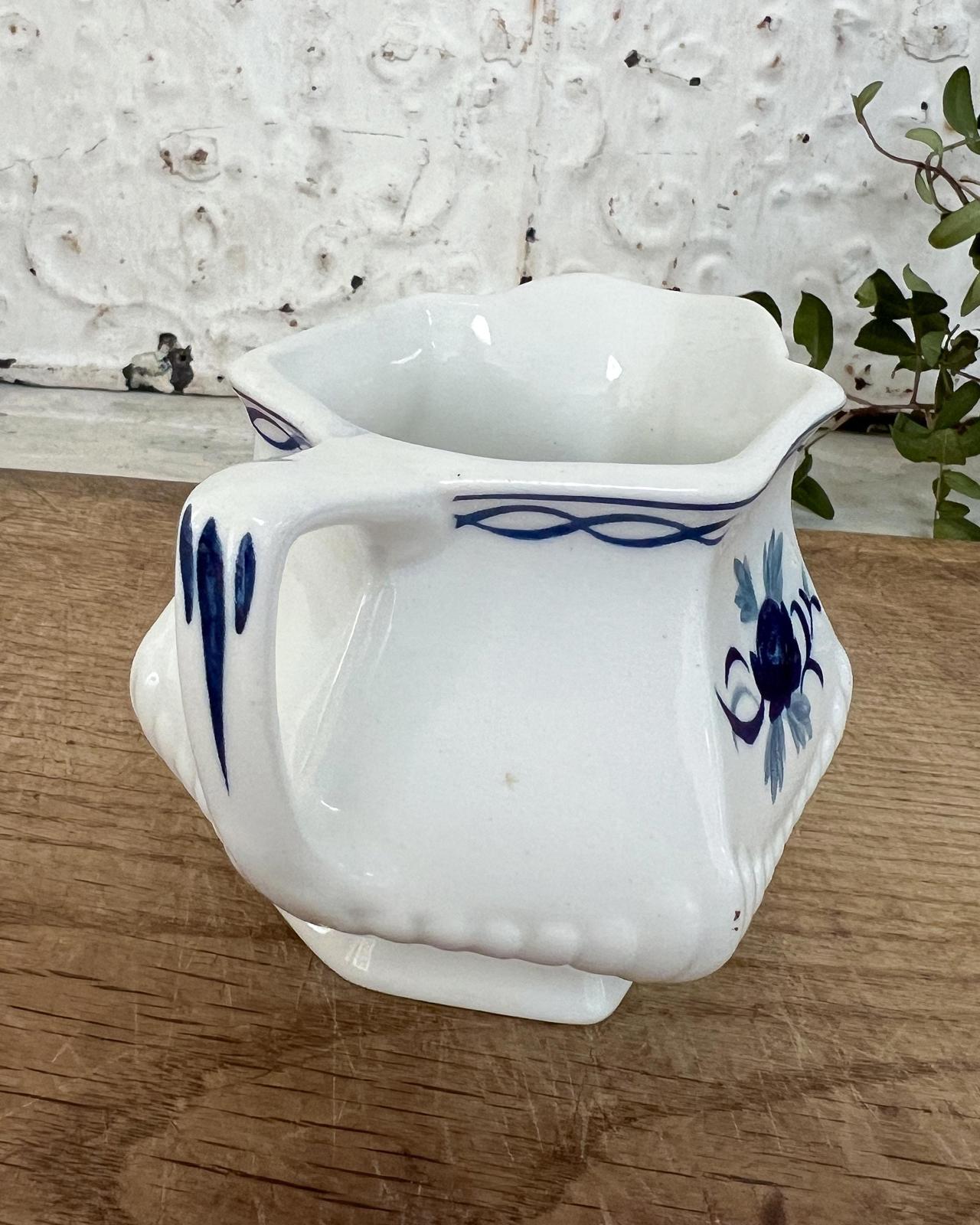 Vintage Adams English Ironstone Baltic Blue Roses Creamer
