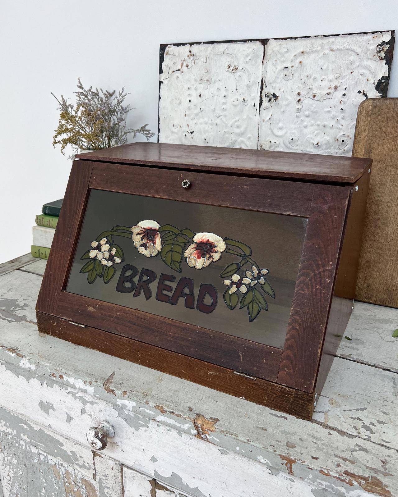 Vintage Handpainted Glass Bread Bin
