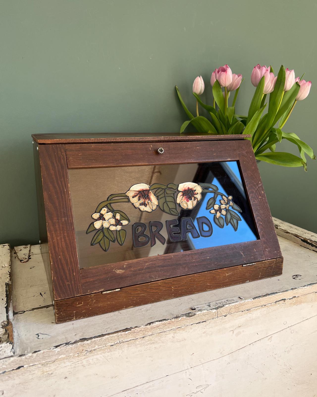 Vintage Handpainted Glass Bread Bin