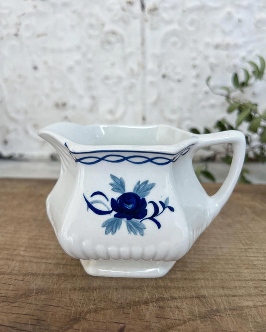 Vintage Adams English Ironstone Baltic Blue Roses Creamer