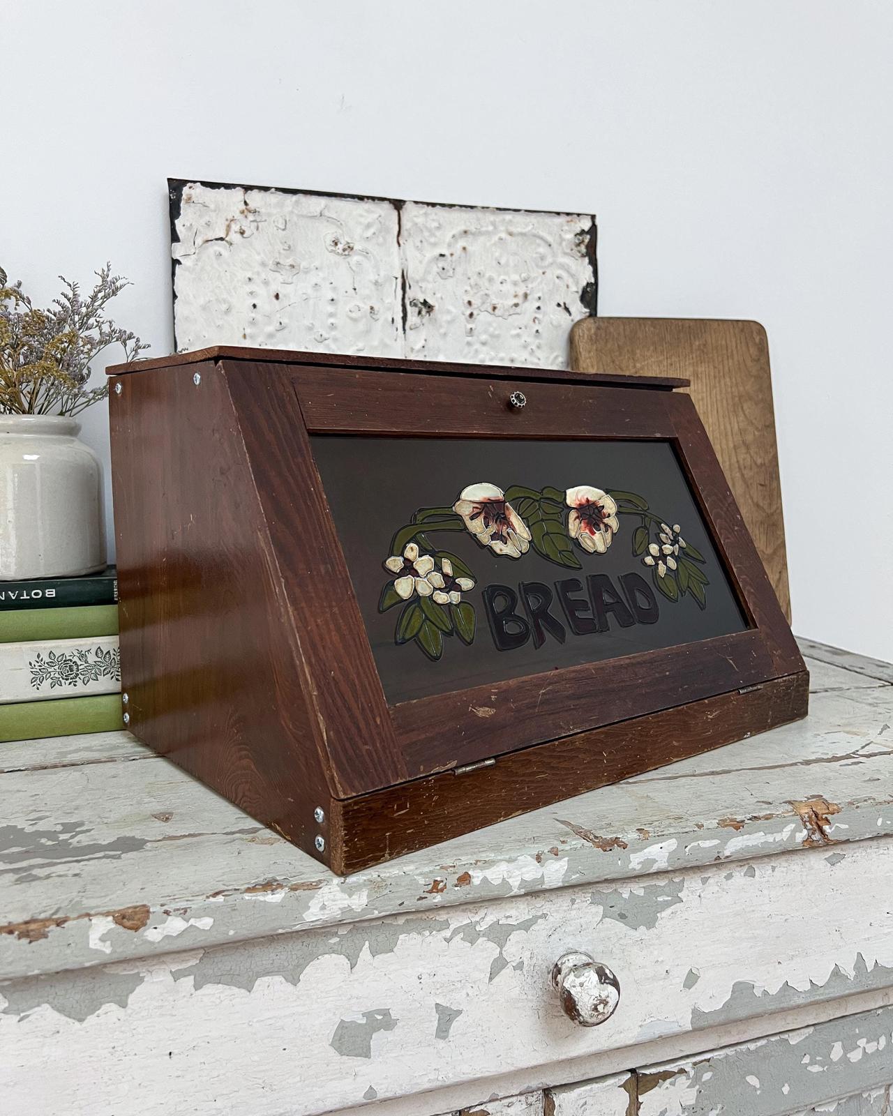Vintage Handpainted Glass Bread Bin