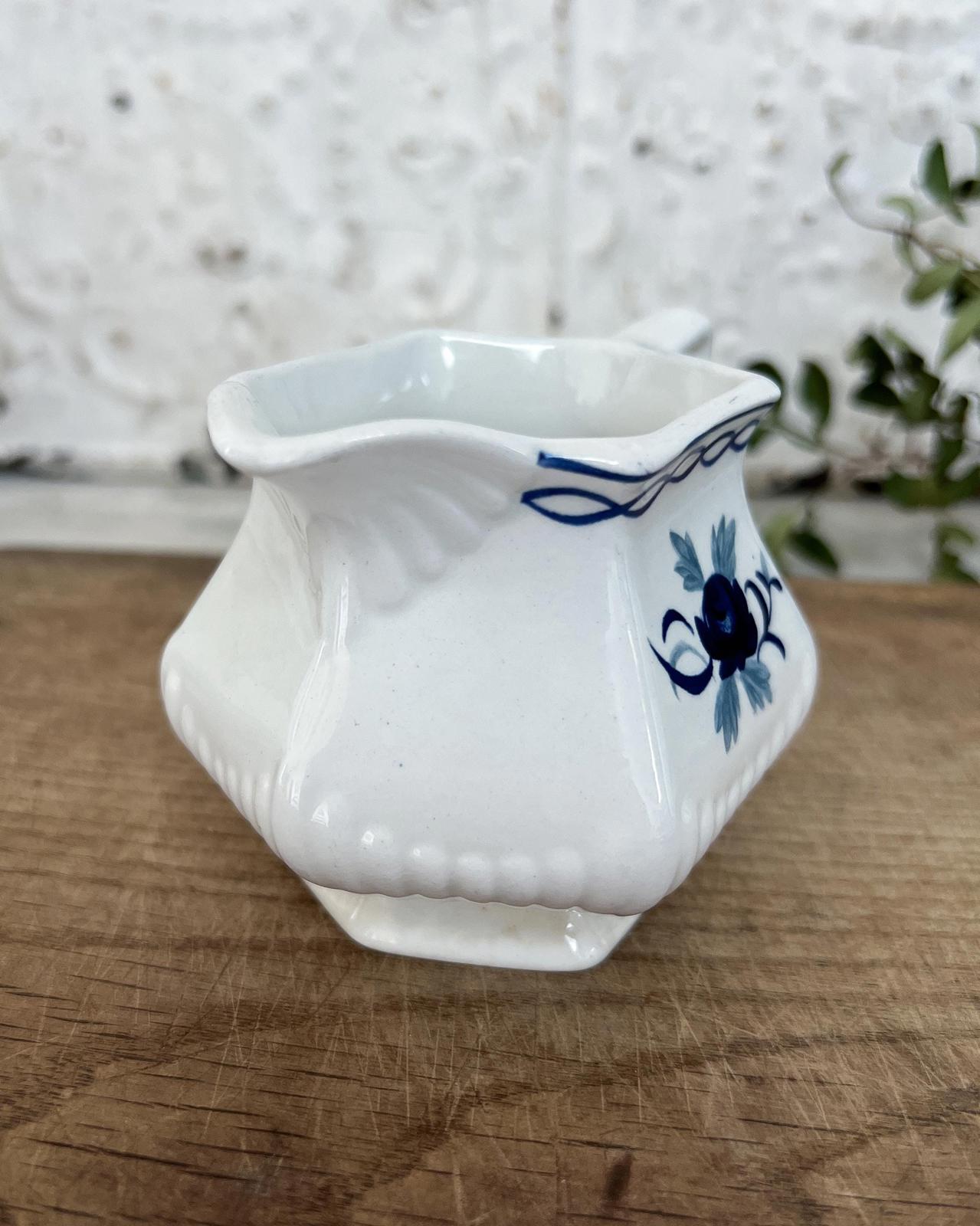 Vintage Adams English Ironstone Baltic Blue Roses Creamer