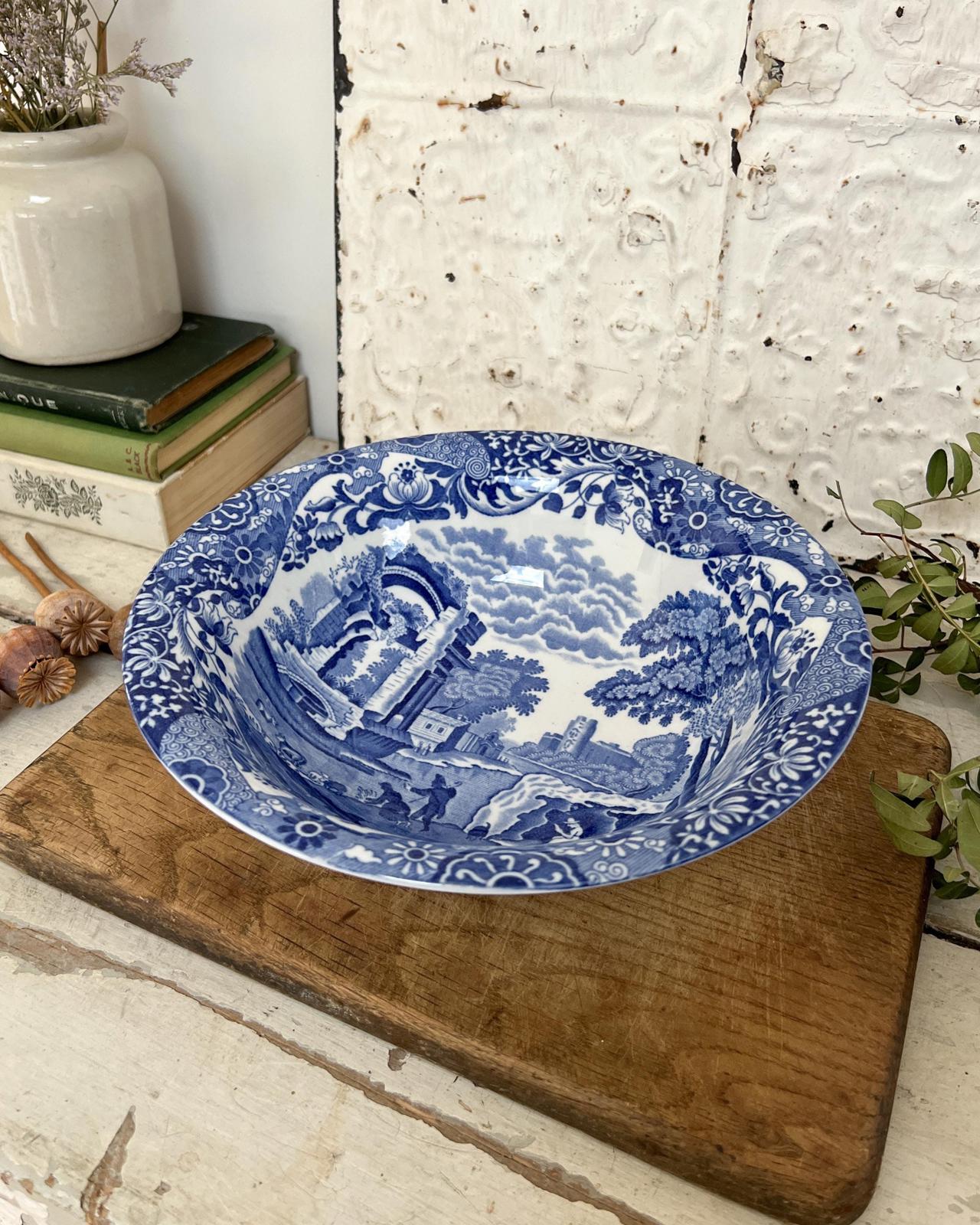 Vintage Copeland Spode’s Italian Blue & White Large Serving Bowl 24cm