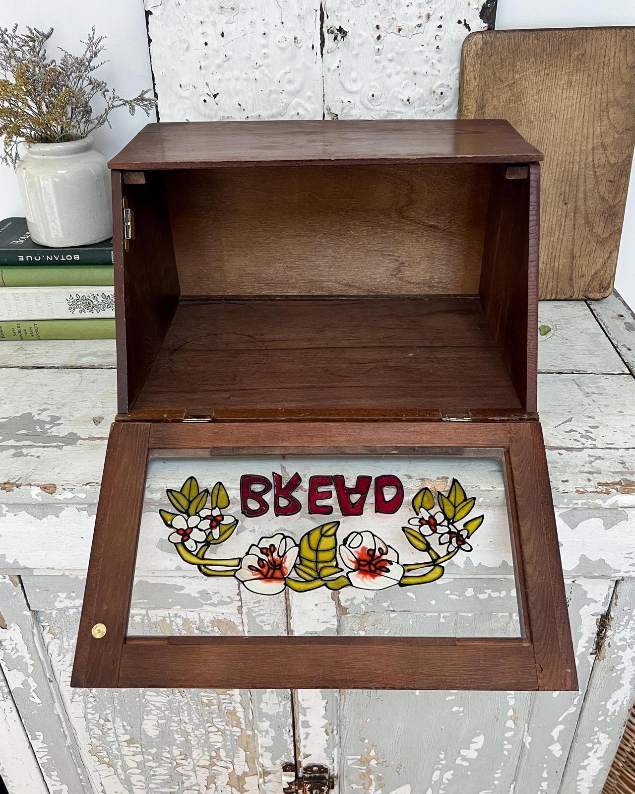 Vintage Handpainted Glass Bread Bin