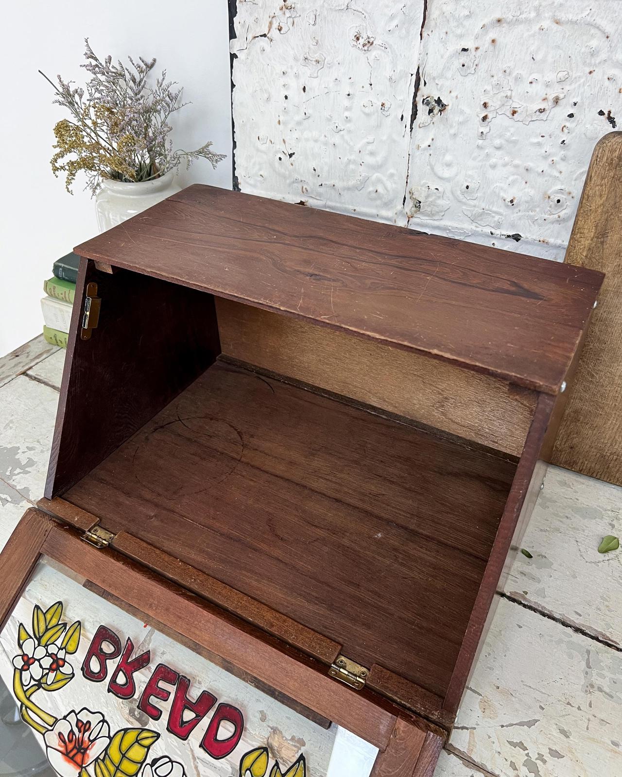 Vintage Handpainted Glass Bread Bin