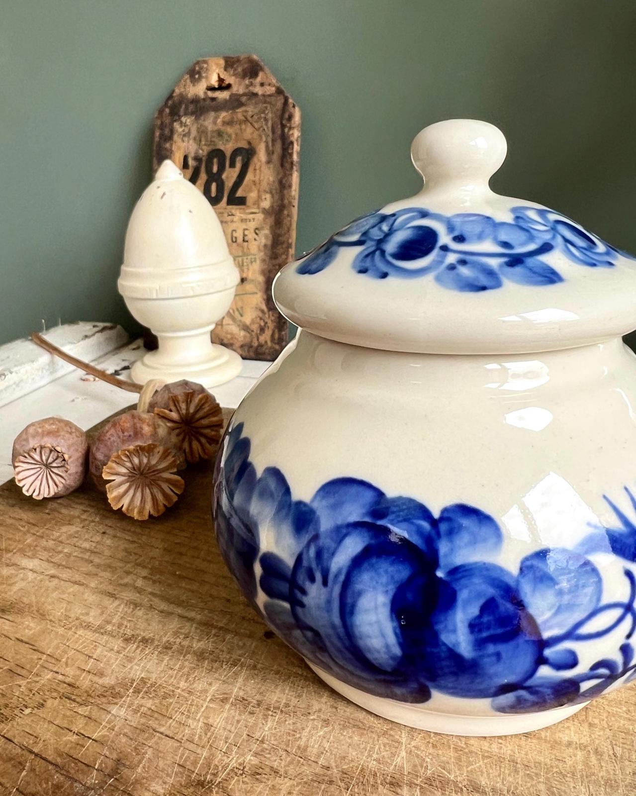 Vintage Glazed Floral Lidded Sugar Pot by Wloclawek Fajans, Poland