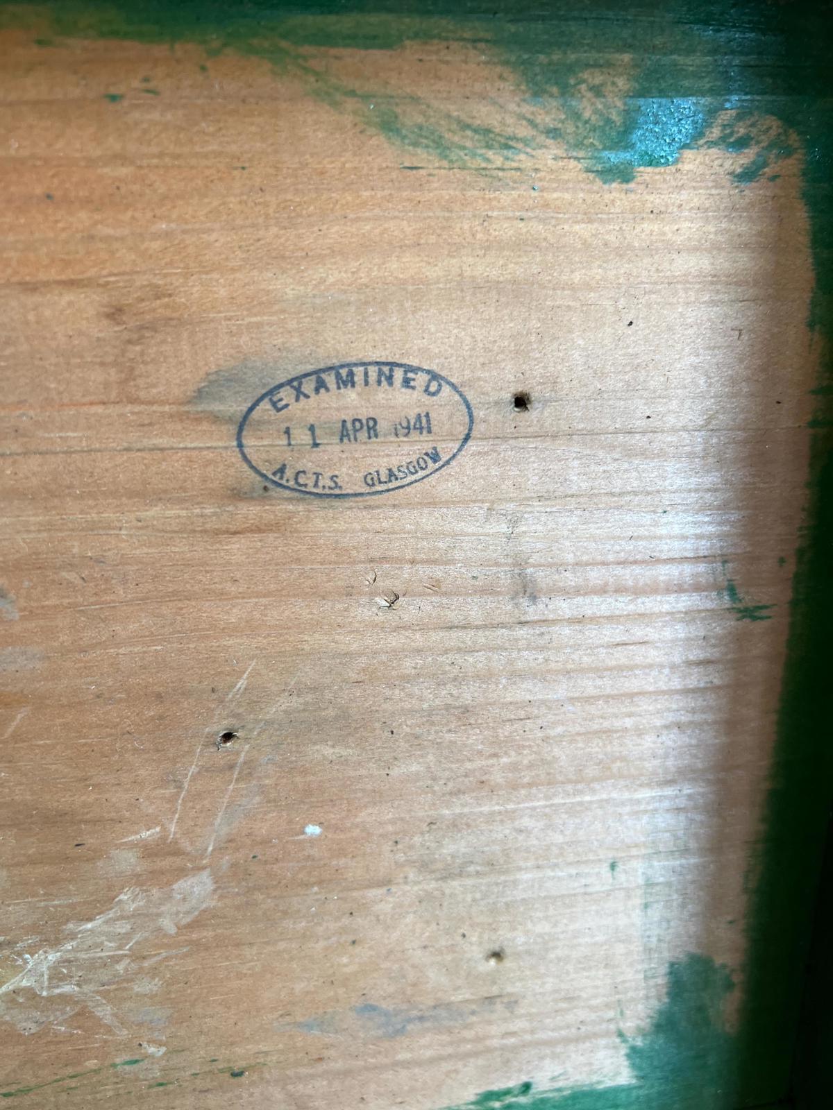 Vintage 1940s Wooden Green Storage Box