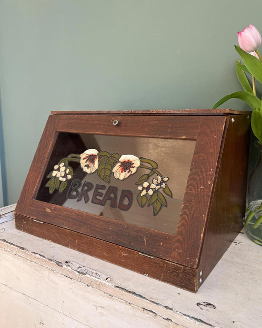 Vintage Handpainted Glass Bread Bin