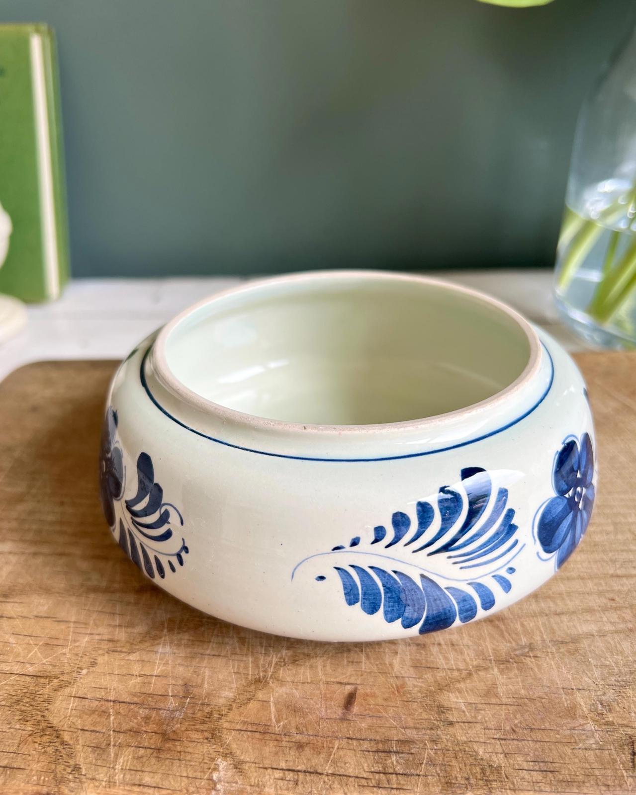 Vintage Delfts Holland Floral Folk Ceramic Glazed Pot