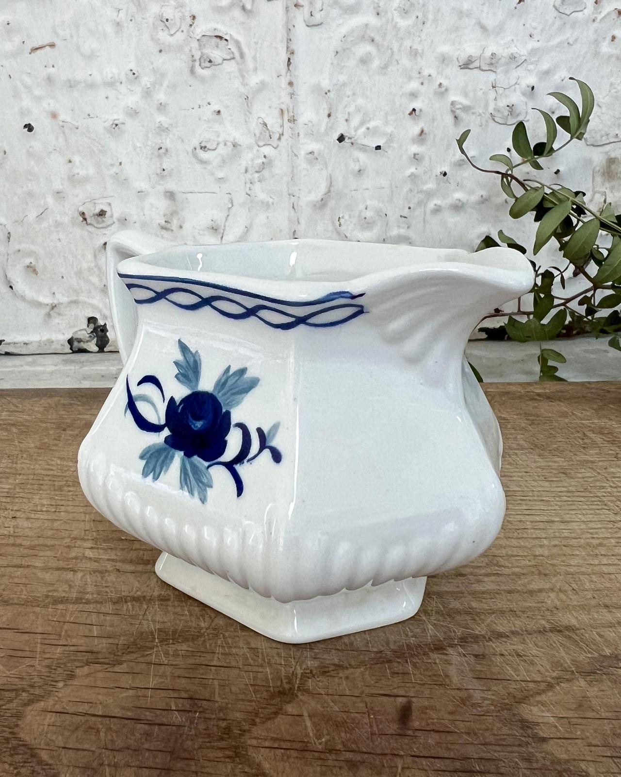Vintage Adams English Ironstone Baltic Blue Roses Creamer
