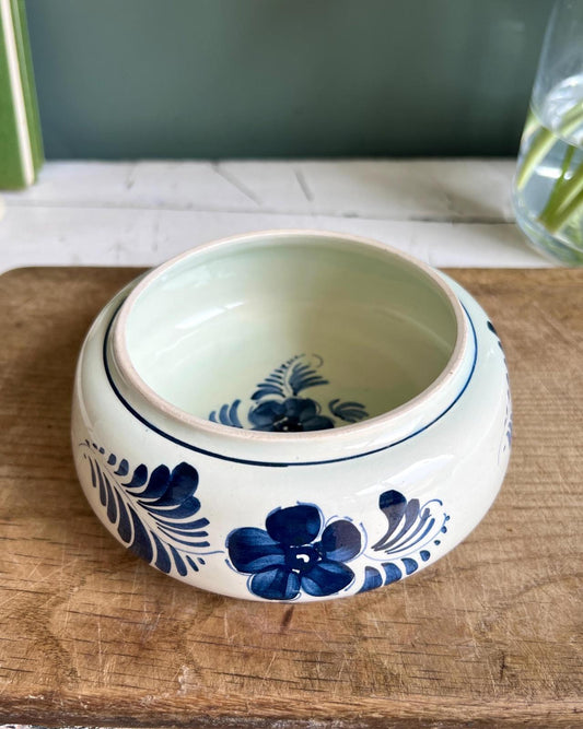 Vintage Delfts Holland Floral Folk Ceramic Glazed Pot