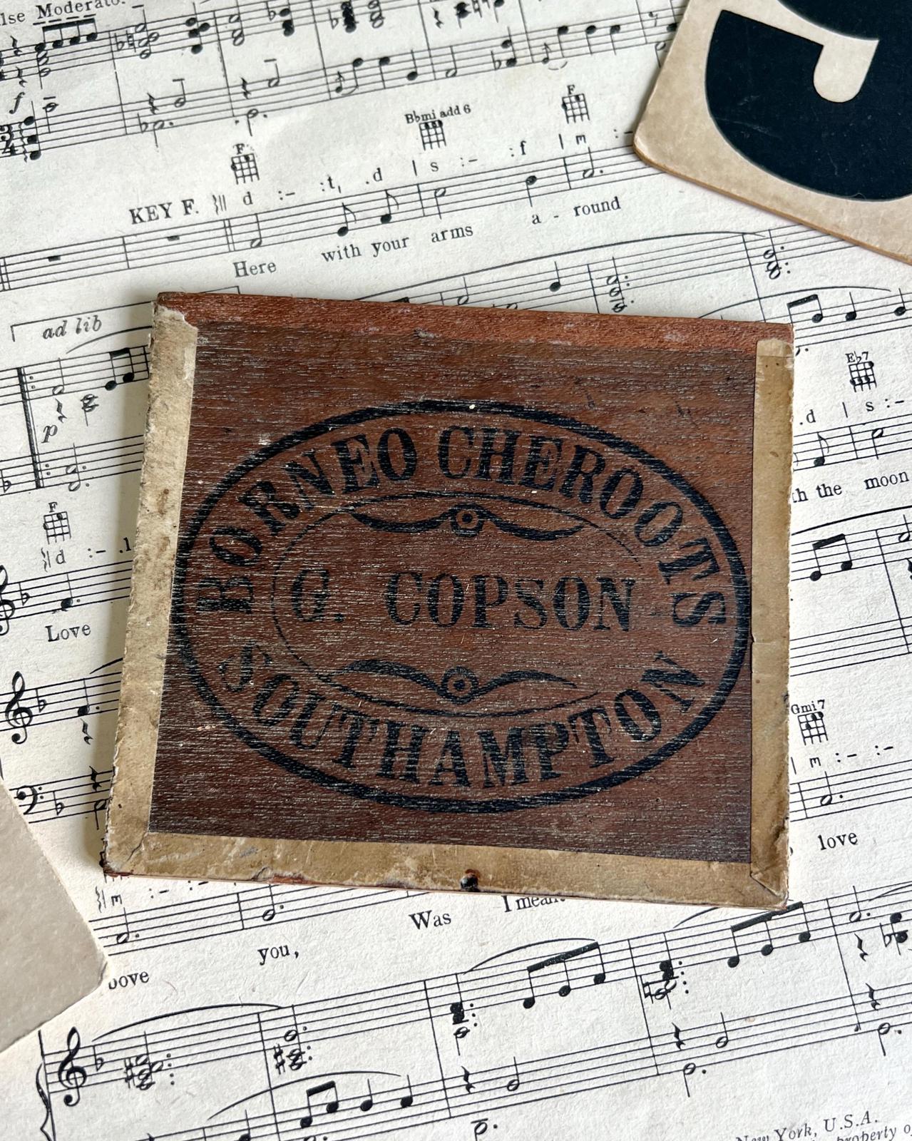 Wooden Vintage Southampton Borneo Cheroots Cigar Sign