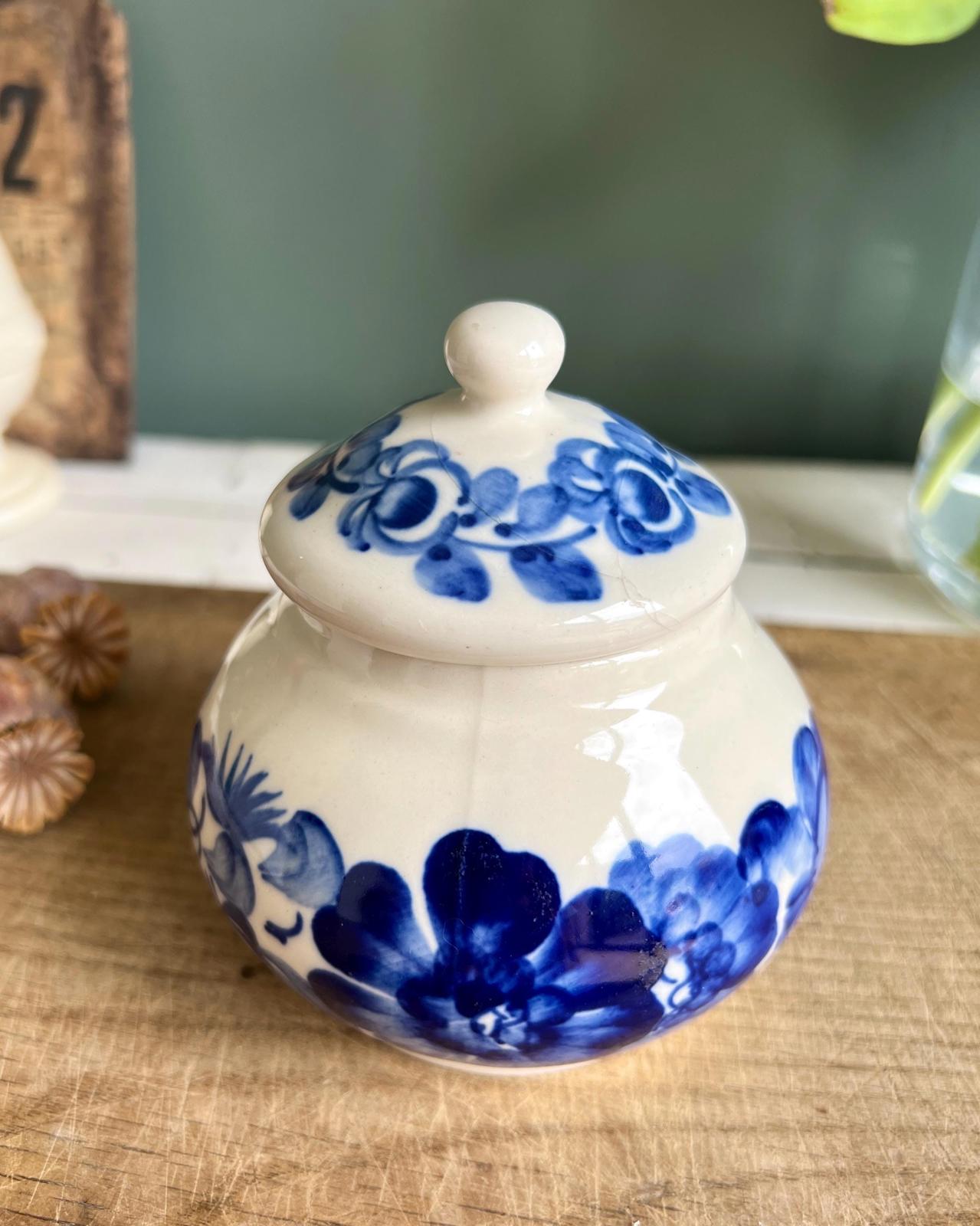 Vintage Glazed Floral Lidded Sugar Pot by Wloclawek Fajans, Poland