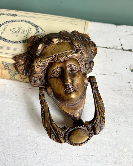 Antique Victorian Grecian Goddess Brass Door Knocker