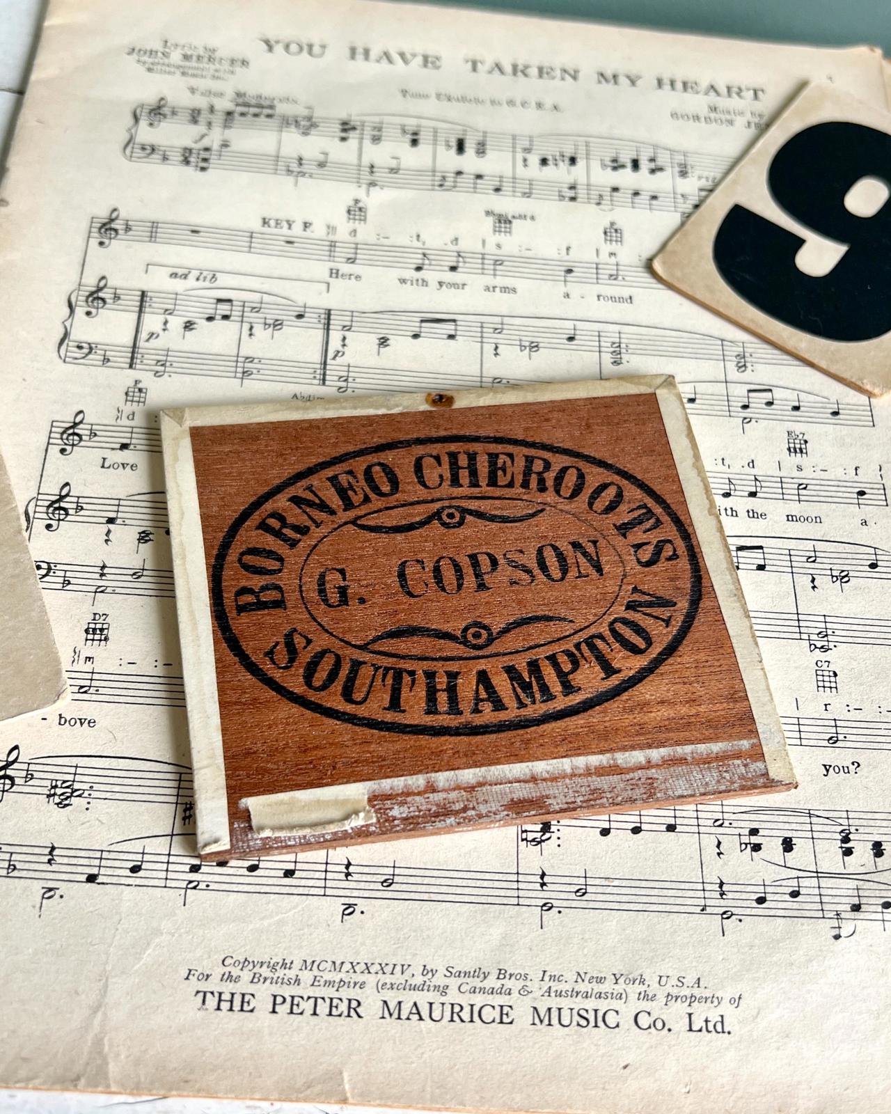 Wooden Vintage Southampton Borneo Cheroots Cigar Sign