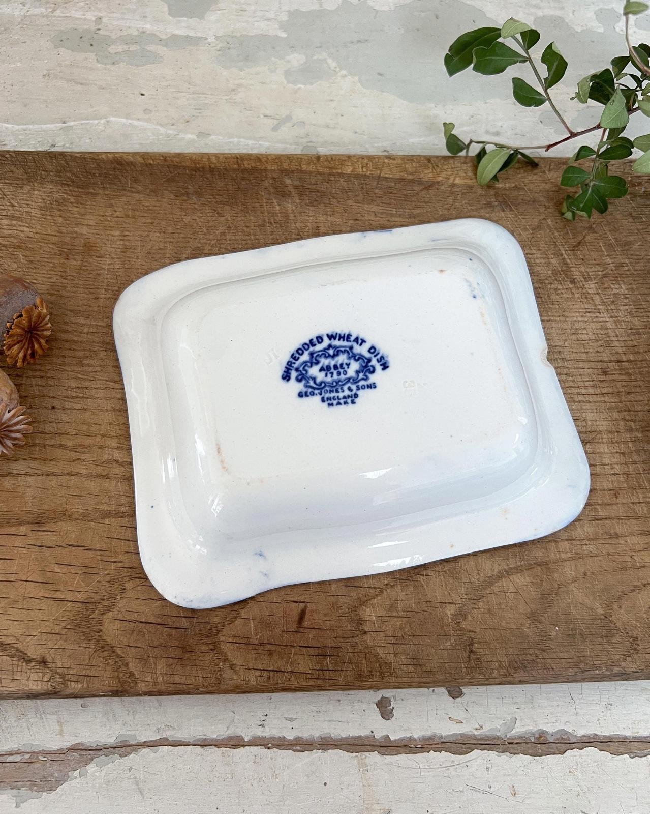 Antique Blue and White Transferware Abbey Dish, England