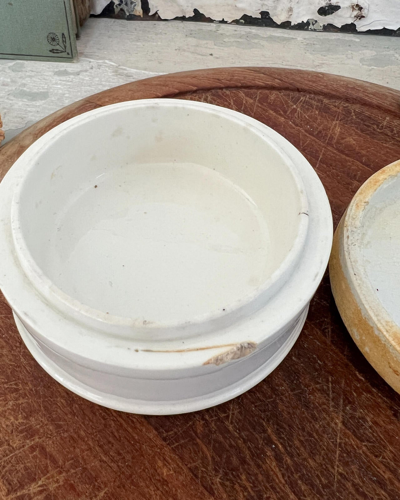 Antique Victorian Ironstone Burgess's Genuine Anchovy Paste Lidded Pot