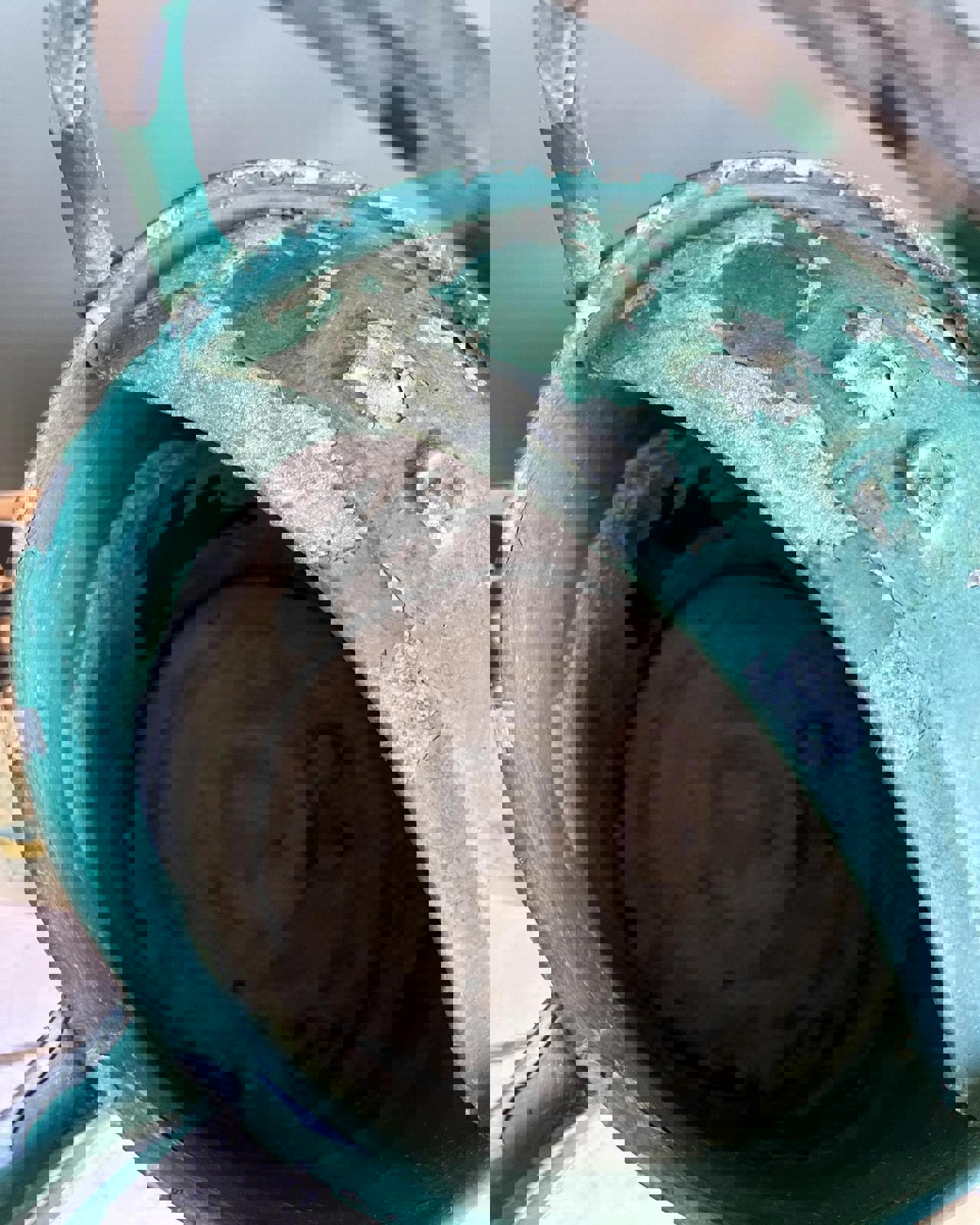 Vintage Watering Can with Chippy Green Paint