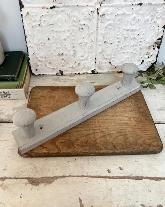 Vintage Wooden Grey Painted Wall Hallway Coat Hooks